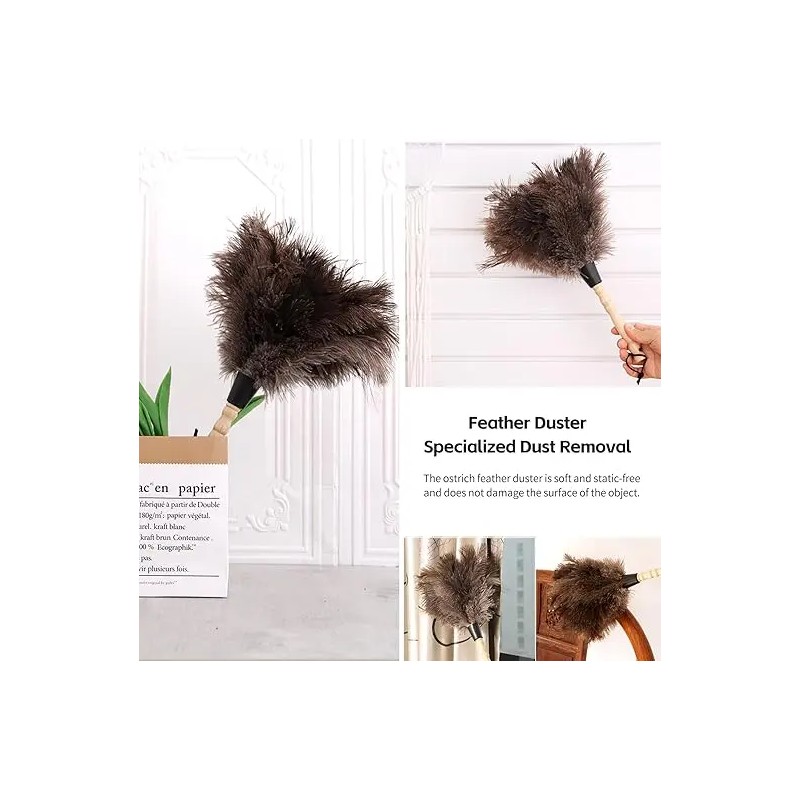 Ostrich Feather Duster Fluffy Natural Genuine Ostrich Feathers Eco-Friendly Reusable