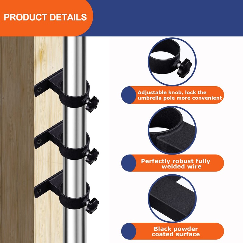 VANROUG Parasol Clamp Bracket, Patio Umbrella Holder, Outdoor Clamp Bracket
