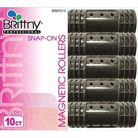 Brittny Snap-On Magnetic Rollers - Black 12 Count Large (Pack of 6)