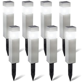 Morvat Solar Pathway Lights - 8-Pack Auto On/Off LED Solar Powered Outdoor Waterproof Landscape Lights, for Garden, Yard, Lawn, Patio, Walkway, Driveway, Pathway & Lighting, Dusk to Dawn - Square