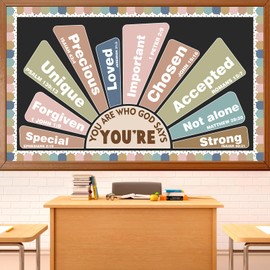 Jisfigtrh Christian Bulletin Board Decorations Inspirational Bulletin Board Set Motivational Paper Cutouts Boho God Says You are Religious for Classroom Sunday School VBS Home Church Supplies