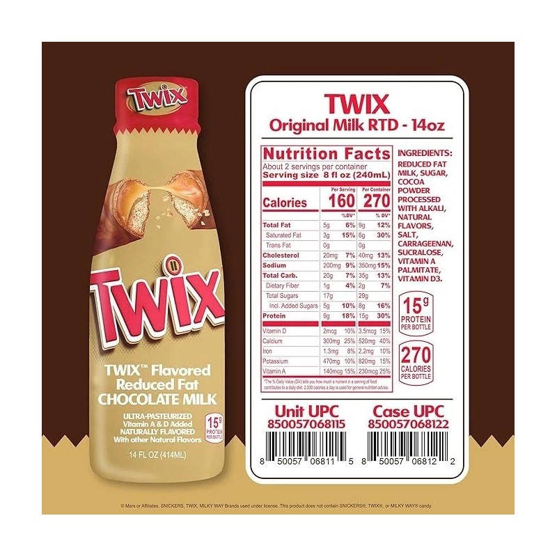 TWIX Chocolate Milk – 14 oz Bottles (Pack of 12)