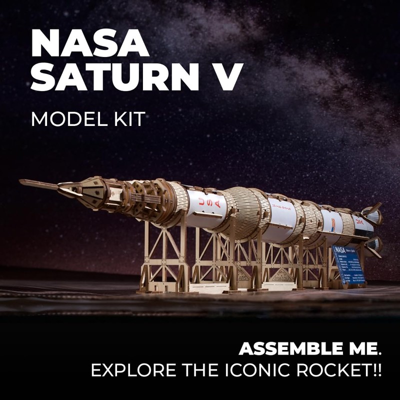 UGEARS NASA Saturn V Model Rocket Kit - Space Ship