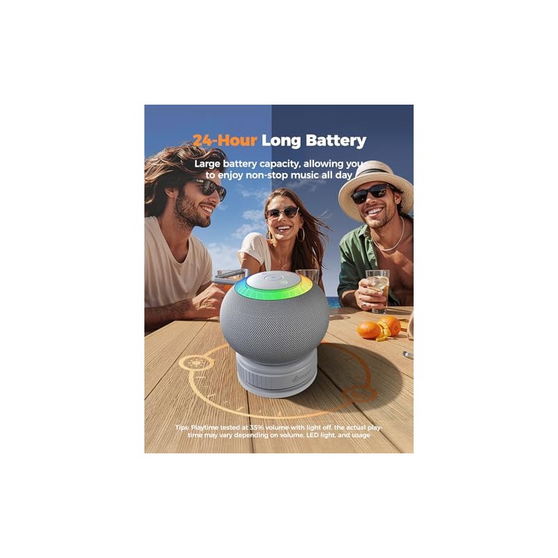 dbsono Portable Bluetooth Speaker Shower Waterproof: IPX7 Loud Sound with
