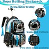 Egchescebo Kids Rolling Backpack for Boys Astronaut Suitcases Trolley Roller