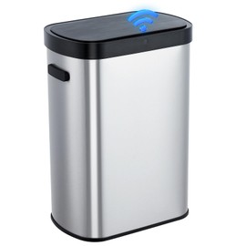 Takywep 13 Gallon Automatic Kitchen Trash Can, Touchless Motion Sensor Garbage Can with Lid, Smart Stainless Steel Wastebasket for Bathroom, Office, Bedroom, Living Room, Silver