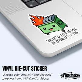 (3Pcs) This Little Light of Mine Im Gonna Let It Shine Sticker Dumpster Fire 3" Waterproof Vinyl Decal Sticker Laptop, Water Bottles, Phone, Kindle Merchandise Decor Decal Gifts 3 Inches