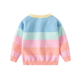 DHASIUE Girls' Long-Sleeved Cardigan with Buttons Children's Jacket 2-7 Years Size 92-128, rainbow
