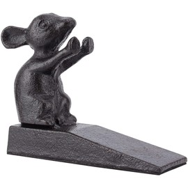 Earl Diamond Topes de Puerta de Hierro Fundido Resistente | Cuña Decorativa de Puerta de Ratón Lindo de Animal, Estatua de Metal con Alfombrilla Antideslizante para Hogar, Oficina, Comercial