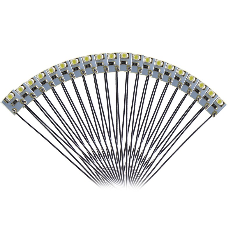 Wired SMD 3528 Chip LED White with Resistor, Pack of