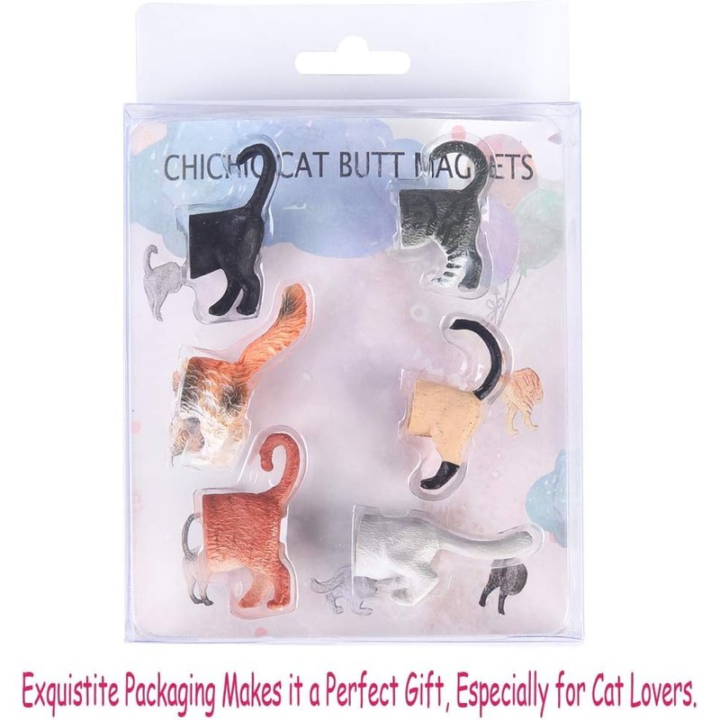 CHICHIC Cat Butt Magnets 6 Pack Fun Animal Butt Magnets