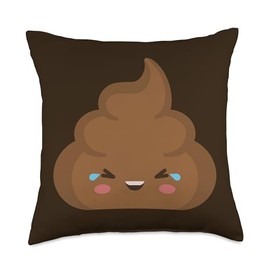 Poop Face Funny Joy Laughing Poop Pile Throw Pillow