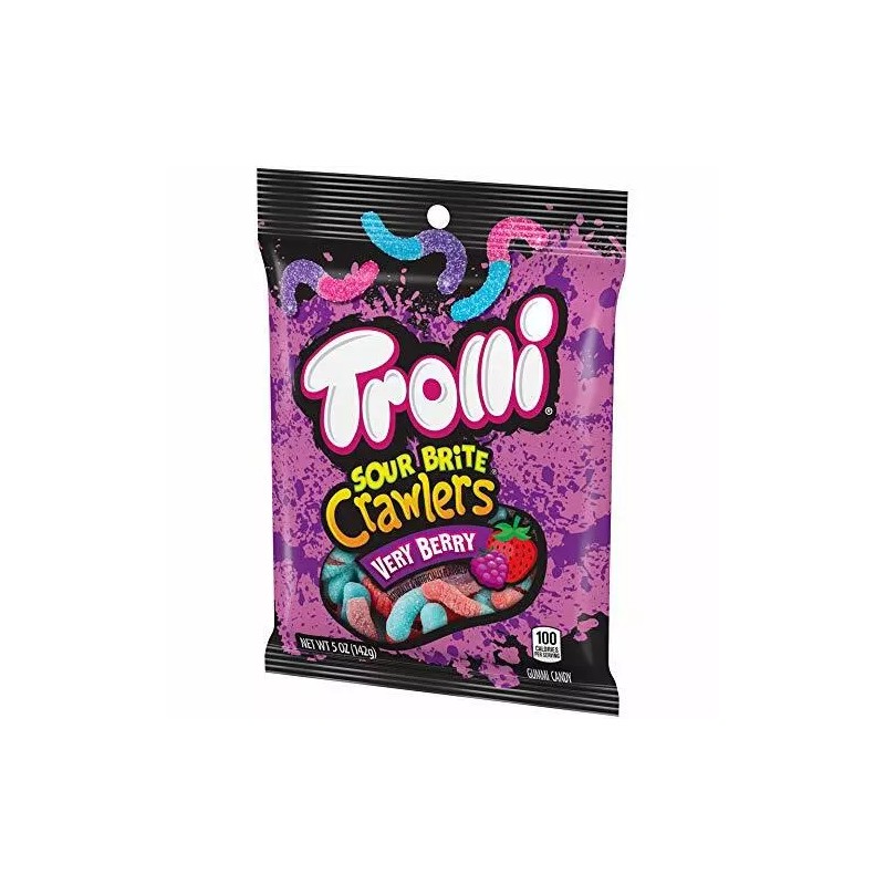 Trolli Sour Brite Crawlers, Very Berry Flavor, 5 oz [12-Bags]