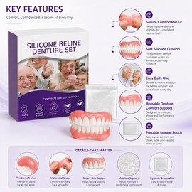 Temporary Cosmetic Denture Set for Adults – Soft Upper & Lower False Teeth for Men & Women, Smile Appearance & Temporary Tooth Coverage Support