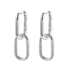 ALEXCRAFT Earrings Silver 925 Hanging Square Hoop Earrings with Pendant for Women Gift for Women Girlfriend Mum Girls, Sterling Silver