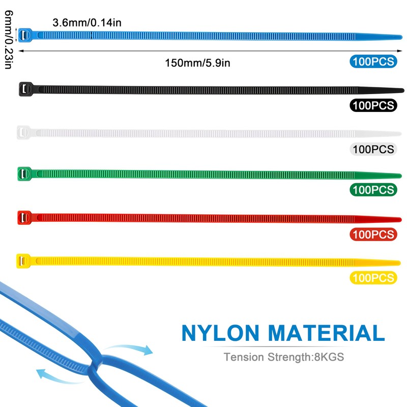 Cable Ties 600 Pieces Cable Ties 150 x 3.6 mm