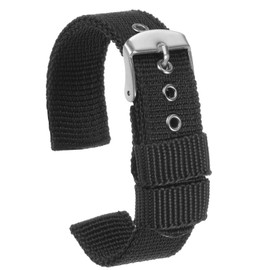 HARFINGTON Black Nylon Watch Band 18mm Width Soft and Comfortable Nylon Strap for Men, Universal Replacement Canvas Watchband