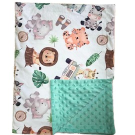 Citihomy Baby Blanket for Girls Boys Animal Minky Super Soft Double Layer Receiving Blanket with Dotted Backing for Newborns Nursery Stroller Receiving Toddlers Crib Bedding 30x40Inch (Lion Elephant)