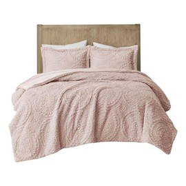 Pemberly Row 3-Piece Fabric Full/Queen Comforter Mini Set in Blush