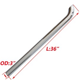GMRRacing 2PCS Chrome 3"OD x 36" inch Curved Stack Pipe Truck Exhaust Pipe Tailpipe