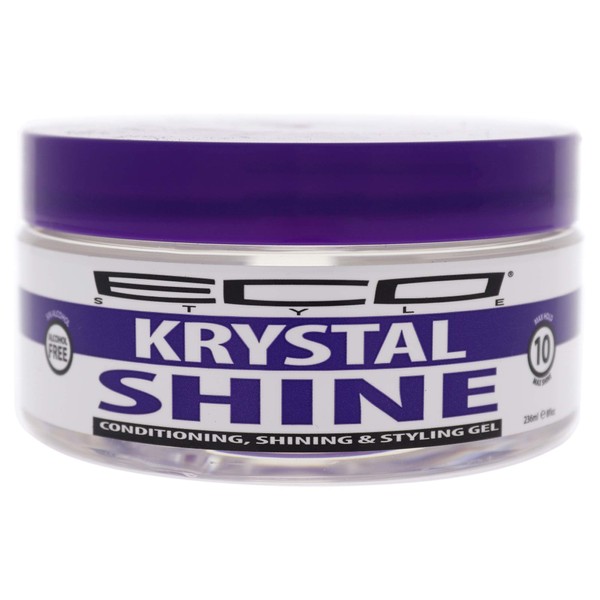ECOCO Eco Shine Gel Krystal Conditions provides shine for styling, Max Hold 10 alcohol-free, gives hair control for shapes for wraps or smooth styles, 236 ml, 226.7962 g