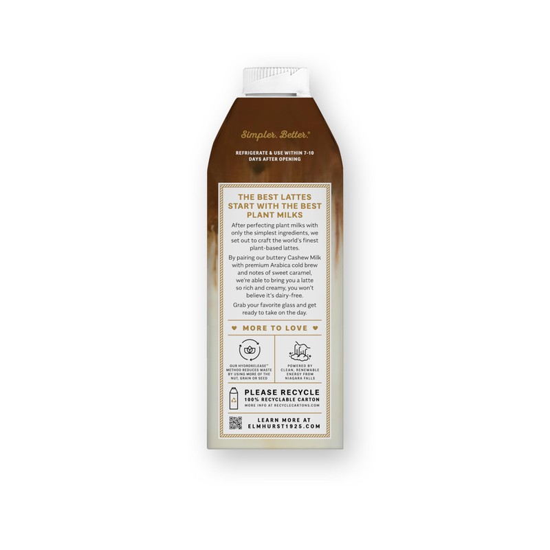 Elmhurst 1925 Caramel Cashew Latte – Plant-Based, Vegan, Dairy-Free Plant