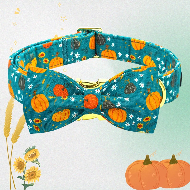 Bobo Rainbow Dog Collar Autumn Pet Collar Pumpkin Print Fall