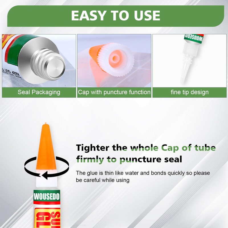 WOUSEDO 24 X 3g Super Glue Clear, Strong Adhesive,Super Glue