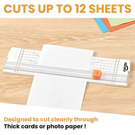 ISDIR A4 Paper Cutter 12 Inch Titanium Paper Trimmer Scrapbooking Tool with Automatic Security Safeguard for Craft Paper, Coupon, Label and Cardstock (White)