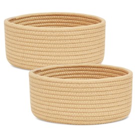 ABenkle 2 Pack Small Baskets, Cotton Rope Woven Basket, Cute Mini Tiny Storage Baskets, Decorative Boho Basket for Nursery Living Room Bedroom Shelf, Empty Gift Basket