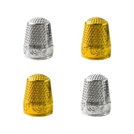 8Pcs Sewing Thimbles for Hand Sewing – 4 Gold & 4 Silver Metal Finger Protectors for Hand Sewing, Quilting, Embroidery, Knitting, DIY Tools