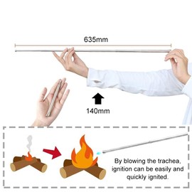Telescopic Blow Pipe, Foldable Blower Tube, Stainless Steel Retractable Outdoor Survival Gadget, Stainless Steel Blow Tube for Outdoor, Hiking, Camping, Picnic, Silver, Pack of 2