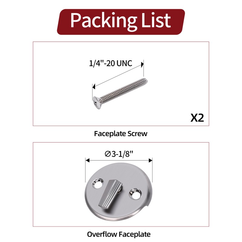 PRIMSOPH Three Hole Overflow Faceplate Tub Drain Trim Kit Conversion