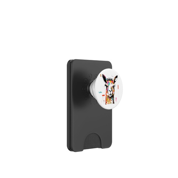 Vibrant Llama Face Expression Painting PopSockets PopWallet for MagSafe