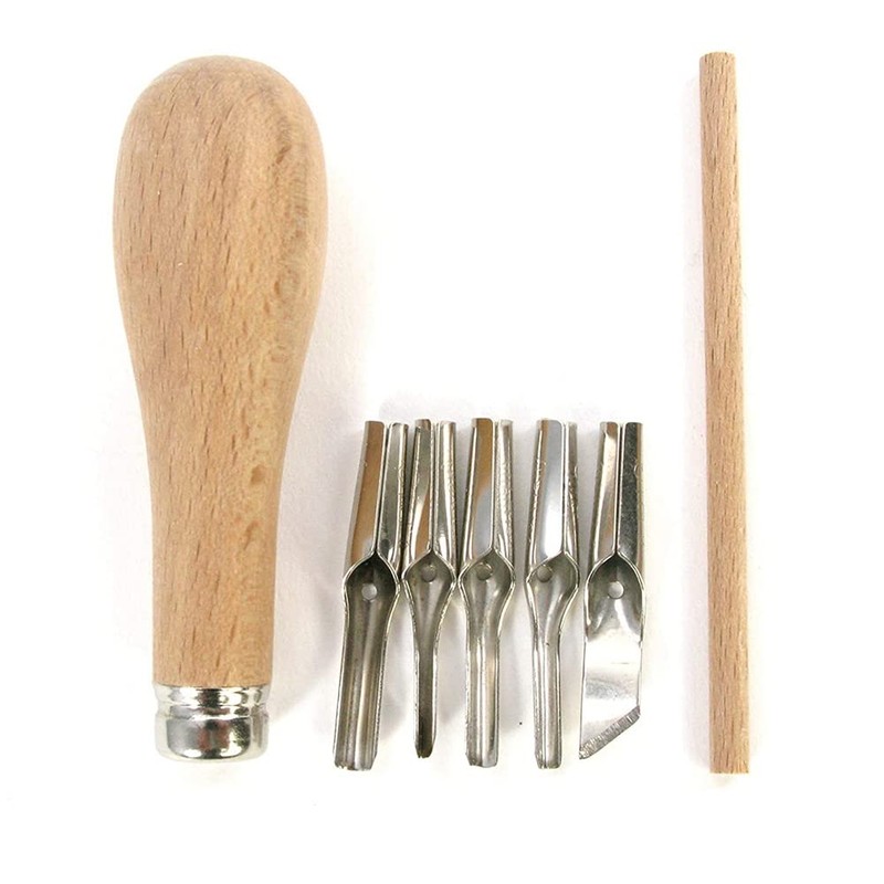 Set of tools for cutting stamps, rubber for cutting linen