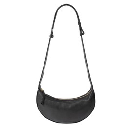 HOLZRICHTER Berlin Moon Bag, Shopper and Croissant Bag - Leather Crossbody Bag - Shoulder Bag Crescent Moon and Croissant Shape, Croissant Bag No 2 | Black