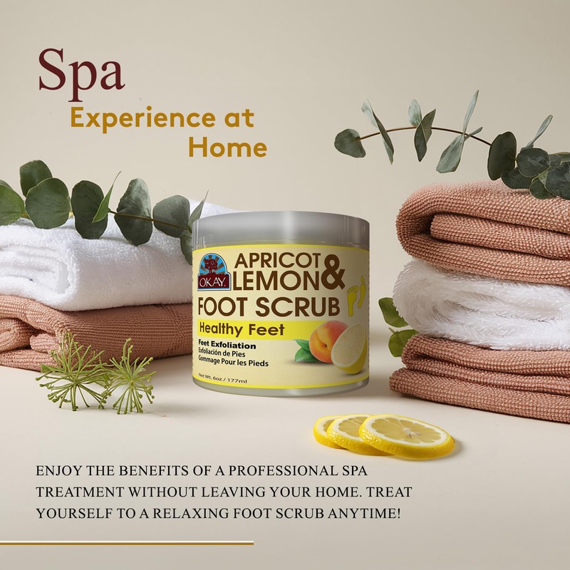 OKAY Apricot & Lemon Foot Scrub, 6 Ounce