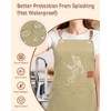 Teskyer Kitchen Cooking Apron with 4 Pockets, Water Oil Resistant,