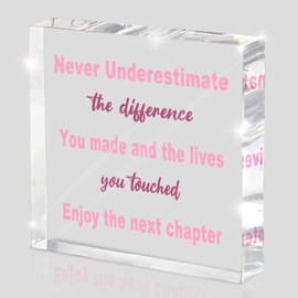 Retirement Gifts for Women - Boss Present for Lady - Pink Acrylic Decoration Office Desk Decor Retirement Decorations - Coworker Leaving Gifts for Women