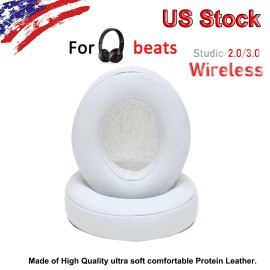 100% new 2xearpads for Beats Studio 2 3 Wireless Headphones leatherette pad Ear WHITE NEW