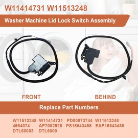 W11414731 W11513248 Washer Lid Lock Assembly Compatible with Whirlpool Maytag Crosley Washer lid switch Replace AP7002928 PS16543458