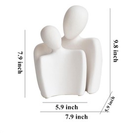 CESTATIVO Ceramic Couple Statues for Home Decor, Hugging Couple Figurines for Shelf and Table Decor, Modern Romantic Sculptures for Living Room Bedroom Office Decor, White