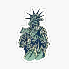 Statue of Liberty Guns 2nd Amendment Vinyl Sticker (4x3 in, 2 Pack) New York USA Statue of Liberty Laptop Car Bumper Sticker Travel Luggage Car Sign Fun