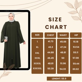 Abaya for Muslim Women | Zipper and Oversized Long Sleeve Dress Islamic Kaftan Maxi Size | Hijab Arabic Robe Prayer Clothing
