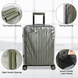 AYZTKUX 3 Pcs Suitcase Covers for Luggage, 20"+24"+28" Clear Thicken Luggage Covers for Suitcase, Waterproof Dustproof Plastic Luggage Suitcase Protector with Large Velcro for Wheeled Luggage