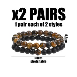 MEMOFYND 4 Pieces Beaded Bracelets, Simple Bracelets, Couple Bracelets, Fashion Bracelets, Gift Bracelets
