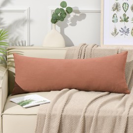ORTIGIA Boho Linen Extra Long Lumbar Throw Pillow Cover 14 x 36 Inch Minimalist Long Body Decorative Pillow Case for Bed Sofa Bench Terracotta