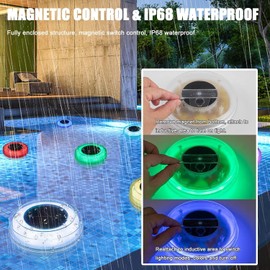 Solar Floating Pool Lights, Dynamic RGB Lighting Effects, IP68 Waterproof That Float, Upper and Lower Pool Garden Lights Decor for Outdoor Above Ground 1 Pack