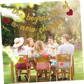 VILLFUL 1 Set Beginning Glitter Banner Elegant Party Pull Flag for Weddings Graduations and Engagements Easy to Hang Indoor Outdoor Decorations for Celebrations