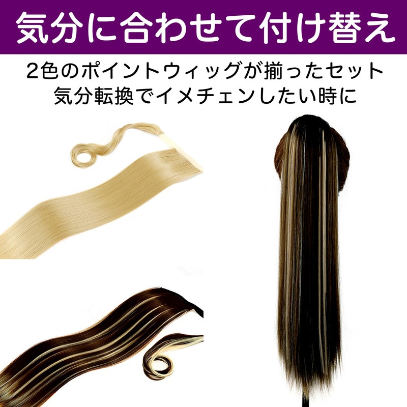 HAMILO Point Wig, Ponytail, Long Extension, Imechen, 2 Color Set